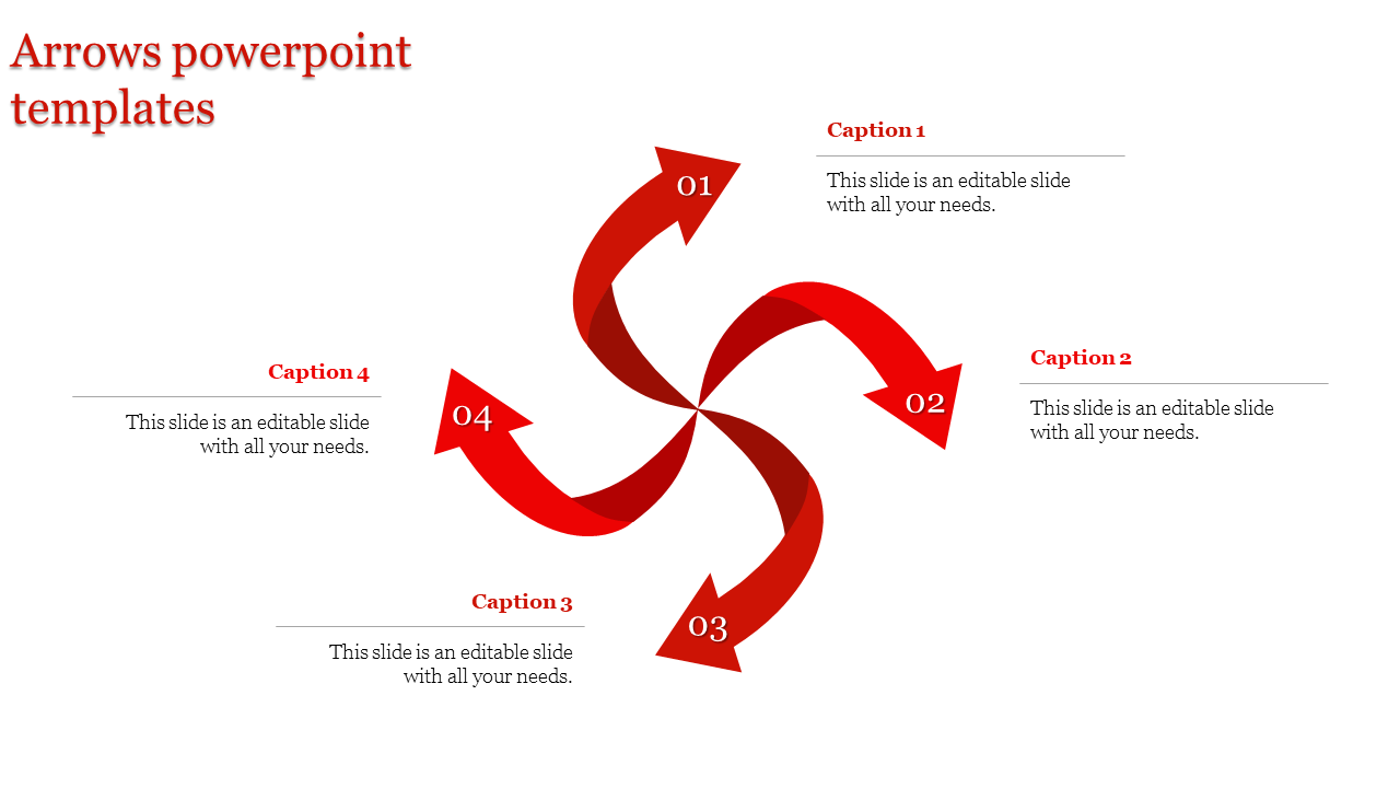 Innovative Arrows PowerPoint Templates with Four Nodes
